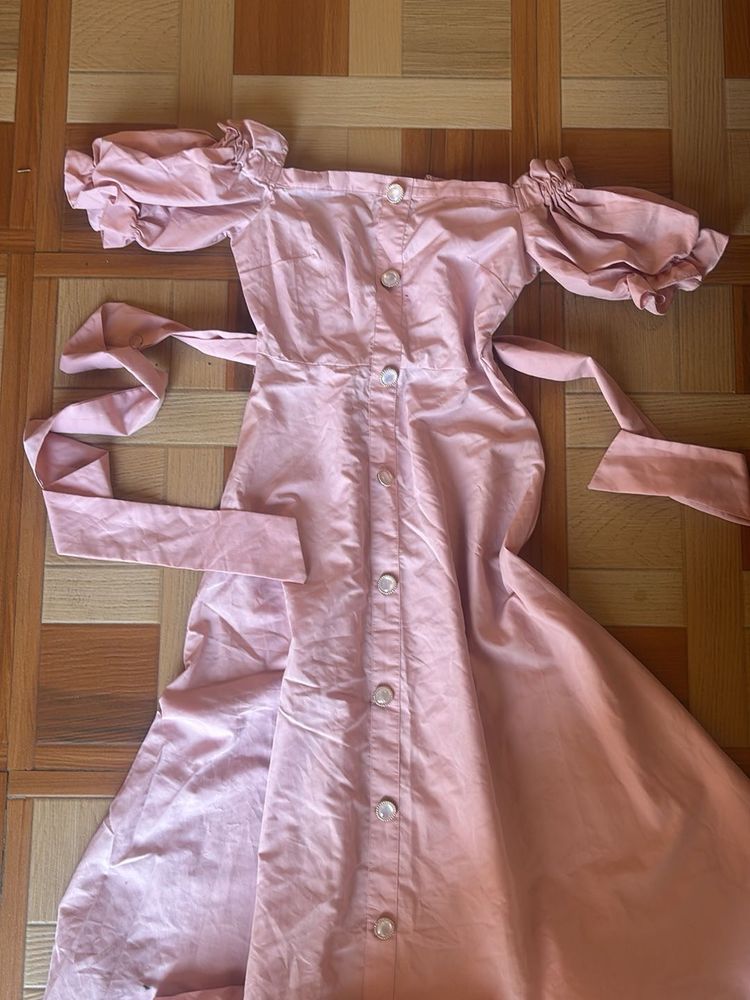 Shein Pink Off-Shoulder Midi Dress