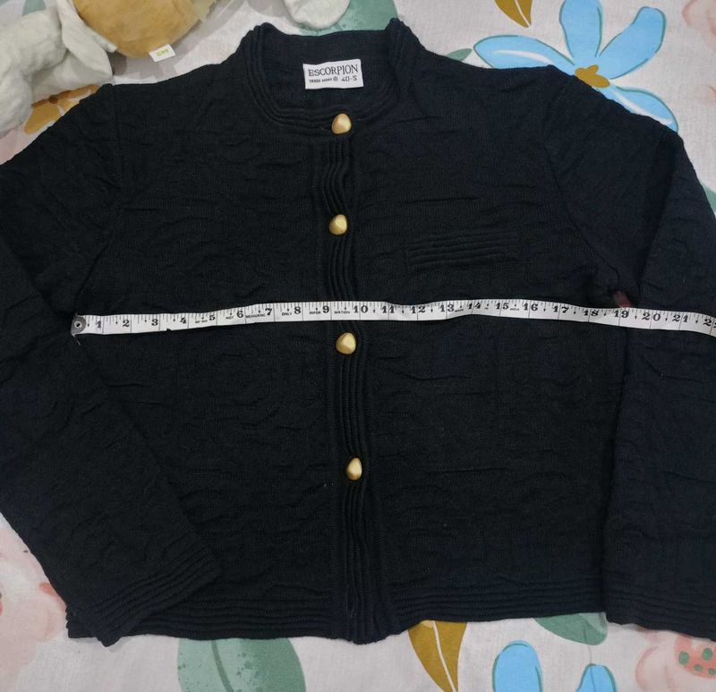Vintage Textured Black Cardigan