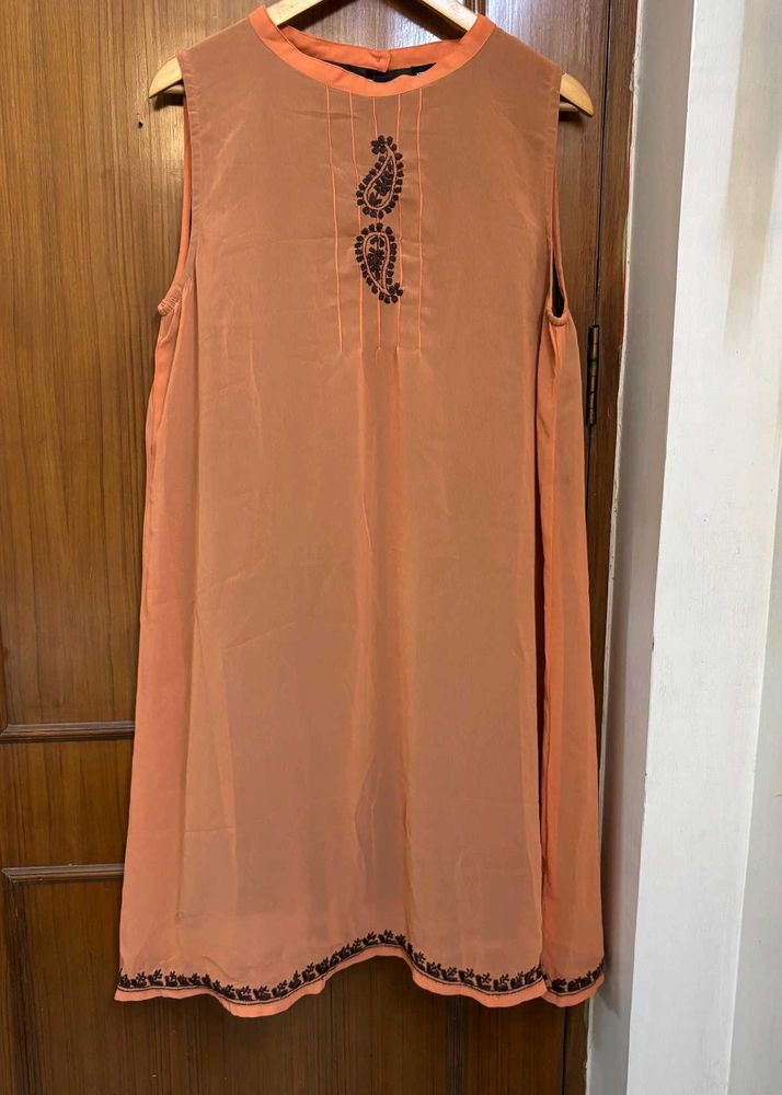 Orange Embroidered Dress