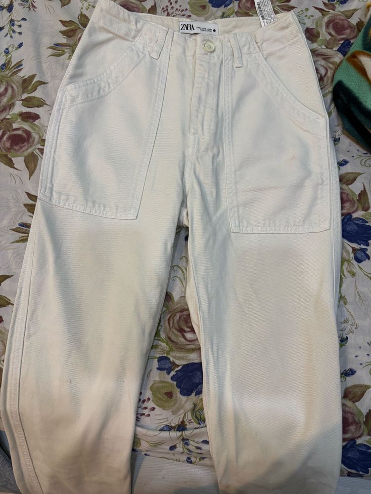 Zara Cream Cargo Pants