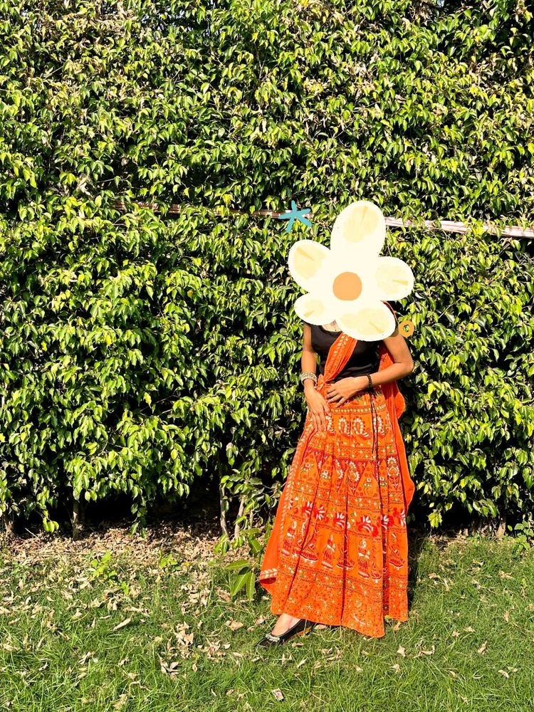 Vibrant Orange ethnic skirt