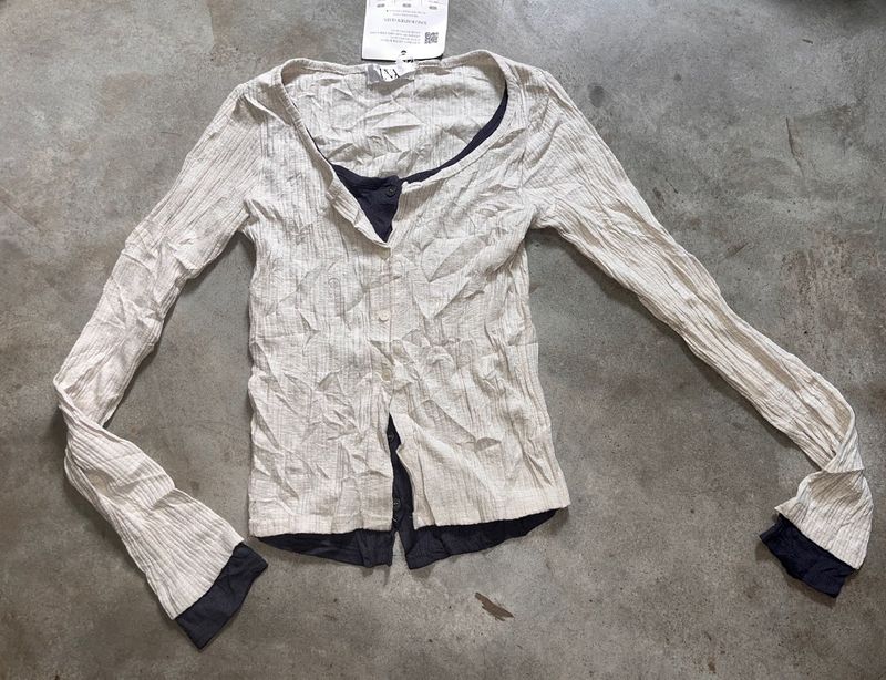 women's long sleeve layered-effect top