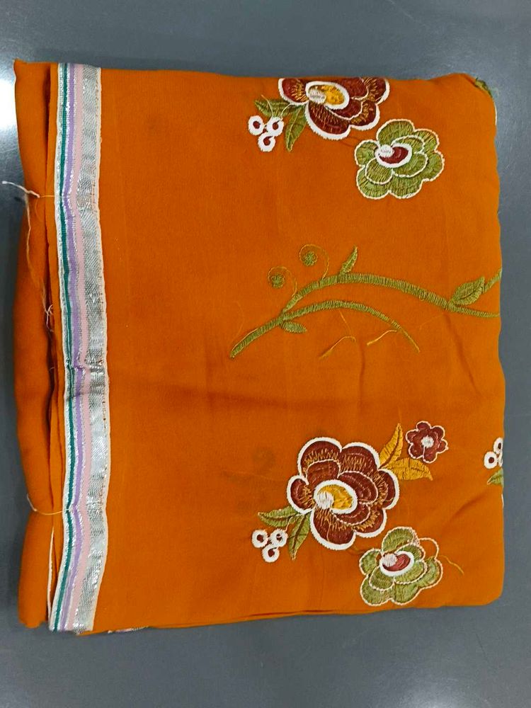 Orange Embroidered Saree