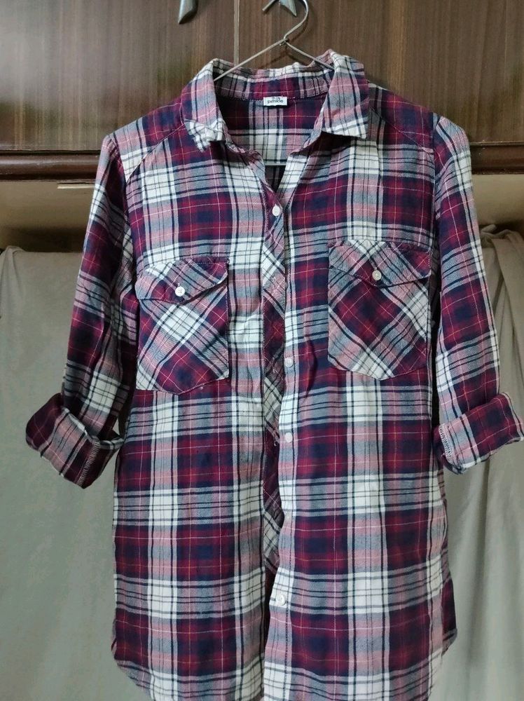 Violet Check Shirt For Funky Look