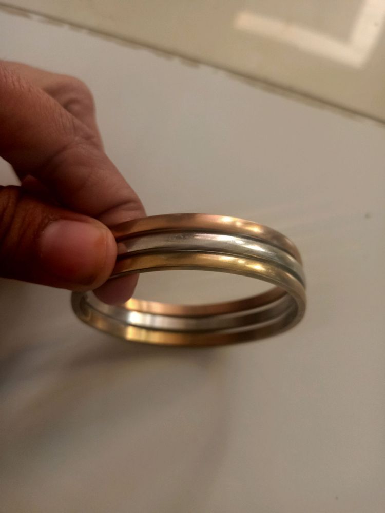 golden silver rose gold 3pcs stylish kada Plzz Don't Say Coins Mai Plzz very reasonable price quality is 😊 good