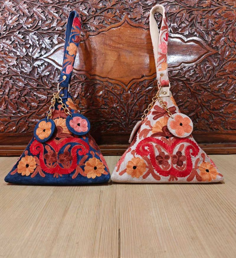 Embroidered Triangle Clutch Bags