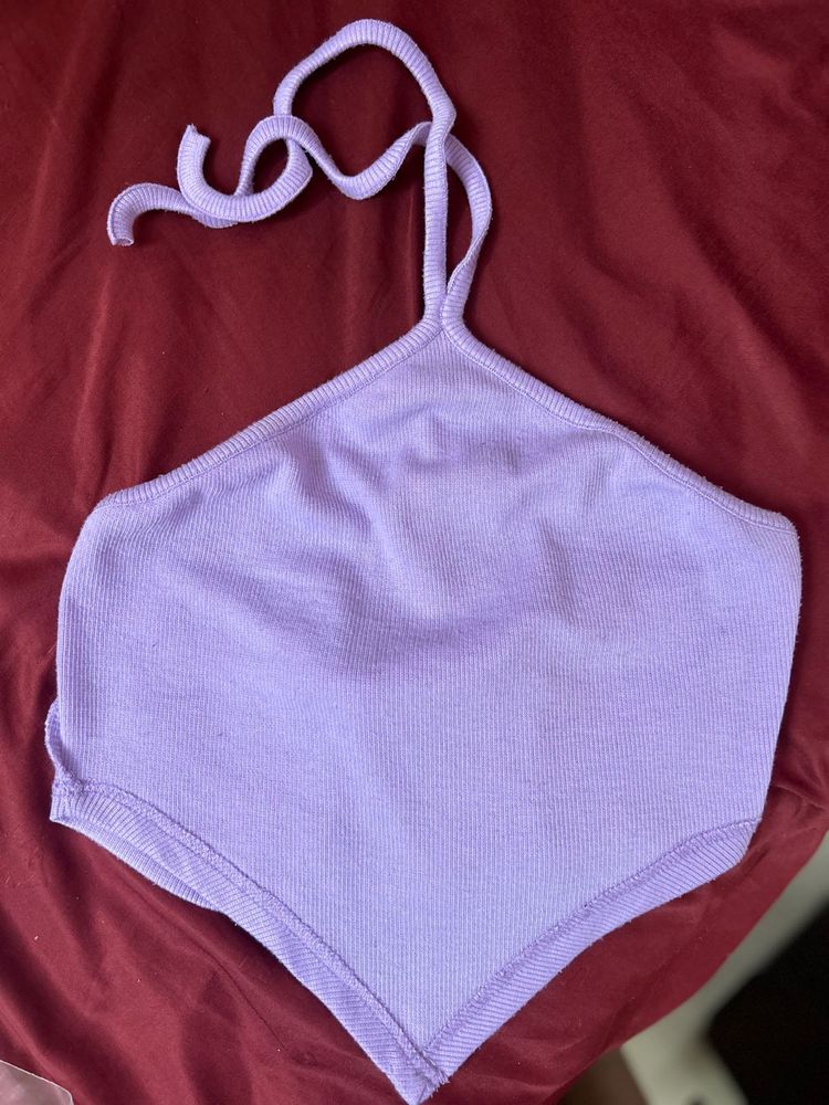 Lavender Halter Neck Crop Top