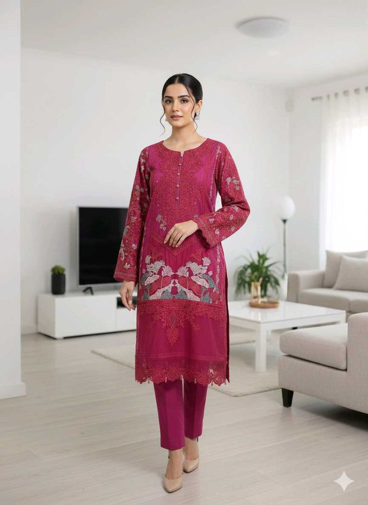 pakistani maroom embroidered Kurta Set