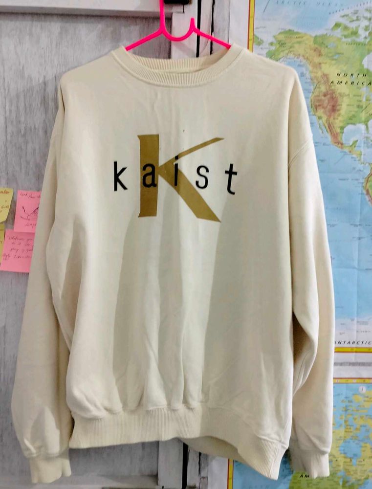 Oversized Cream "Kaist" Graphic Sweatshirt