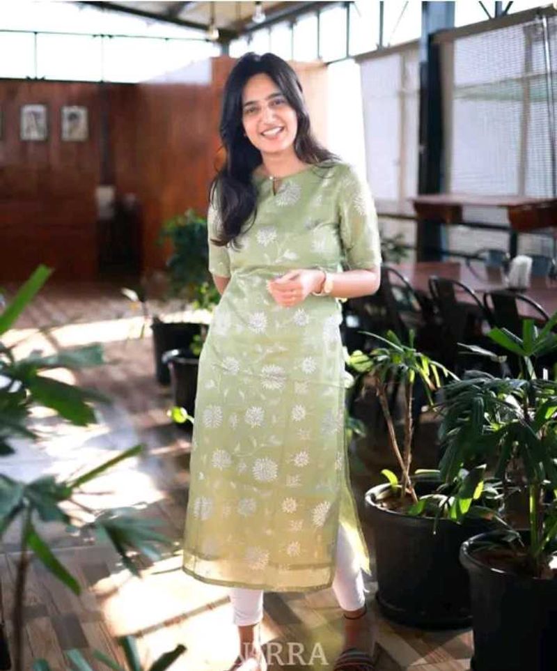 Elegant Green Printed organza Kurta