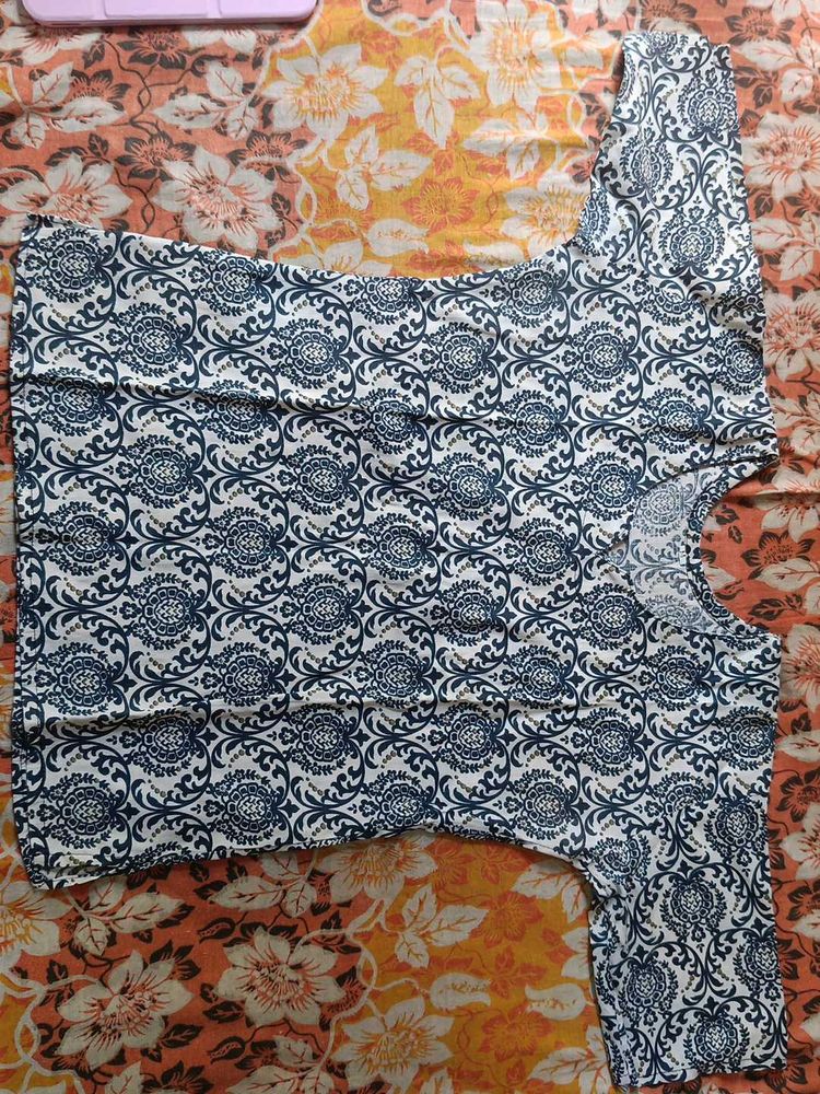 Navy Blue Printed Short Kurti