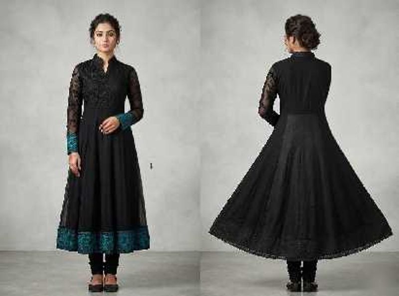 Elegant Embroidery Black Kurta &amp; Chudidar