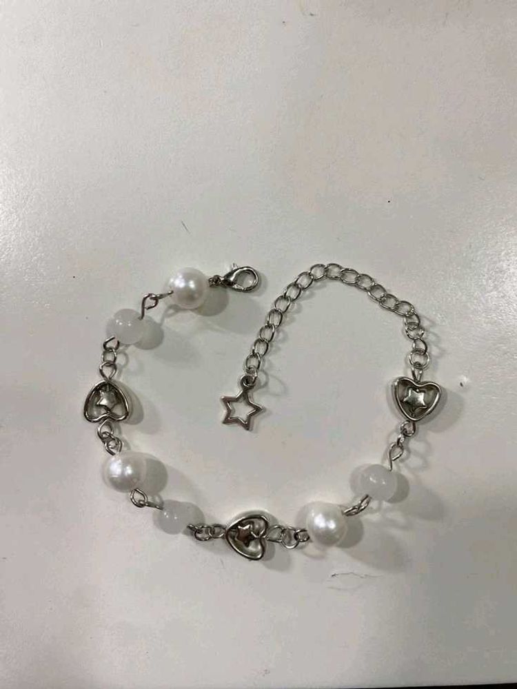 Pearl &amp; Silver Charm Bracelet
