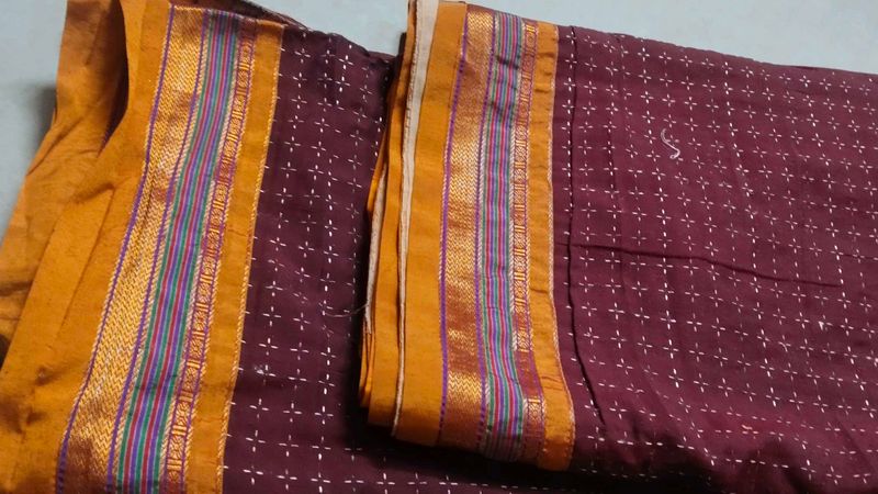 Maroon Saree with Golden Border