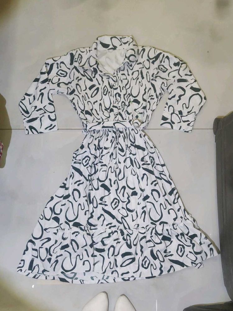 Stylish Abstract Print Midi Dress