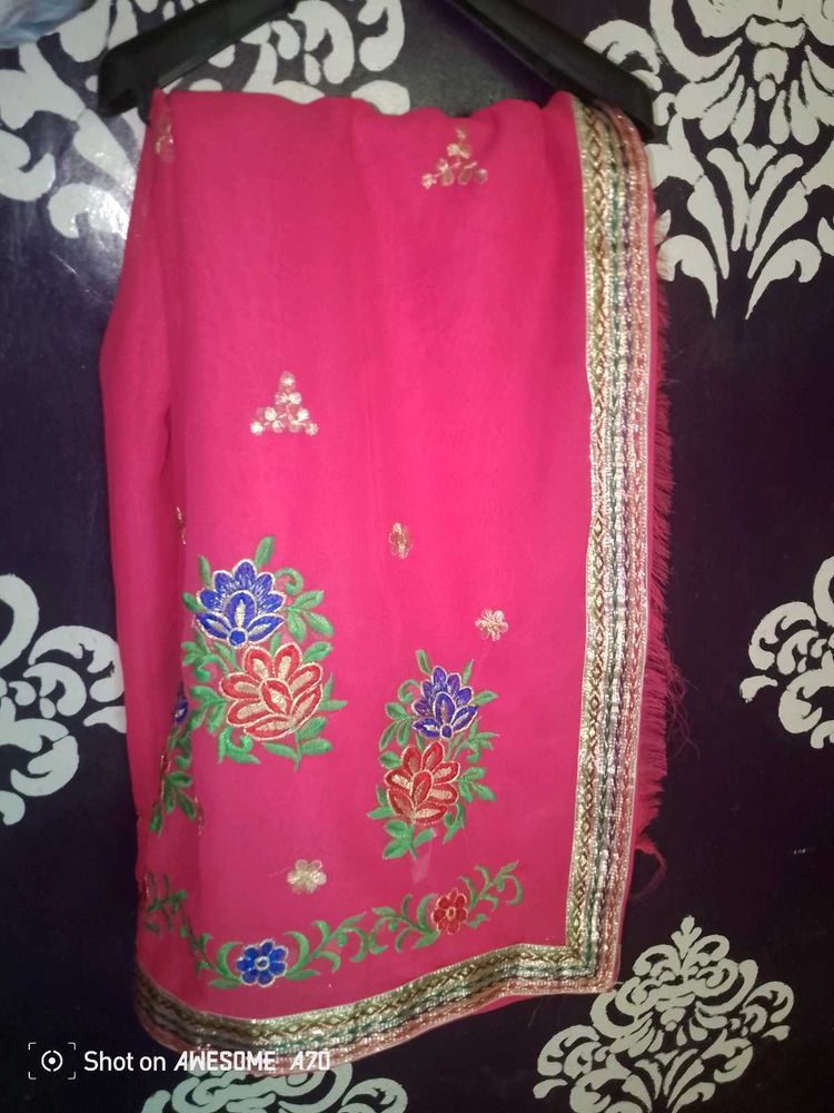 Pink Embroidered Saree