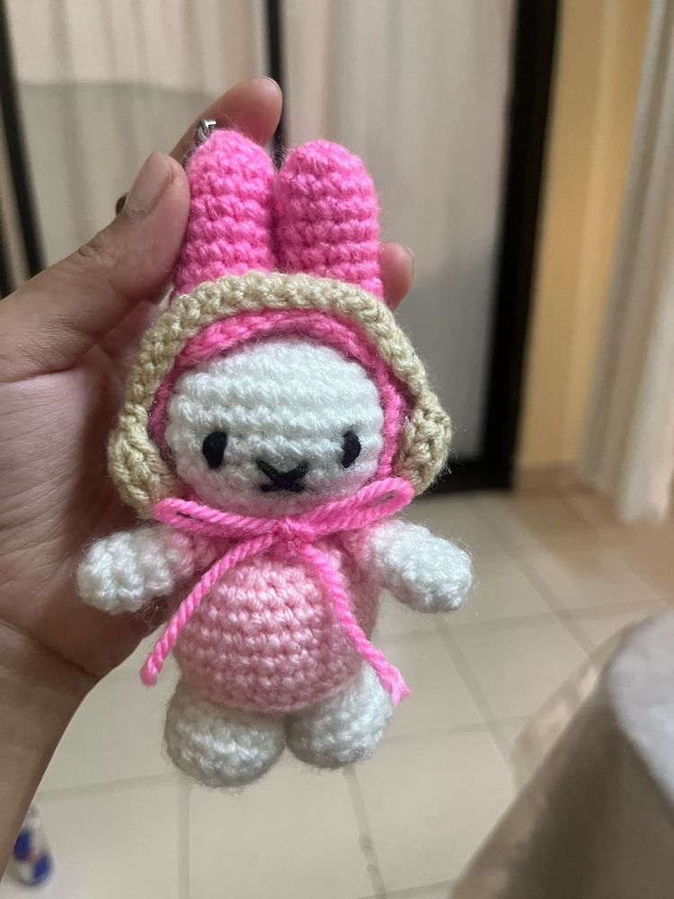 Crocheted miffy Bunny Keychain