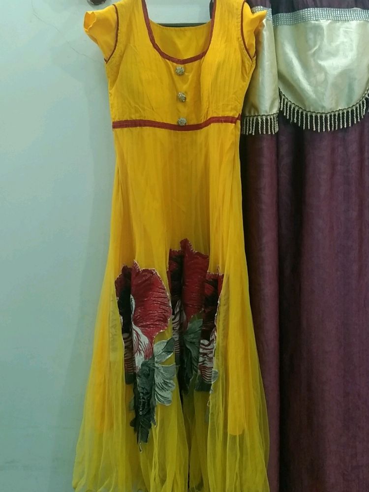 Yellow Anarkali Dress With Dupatta