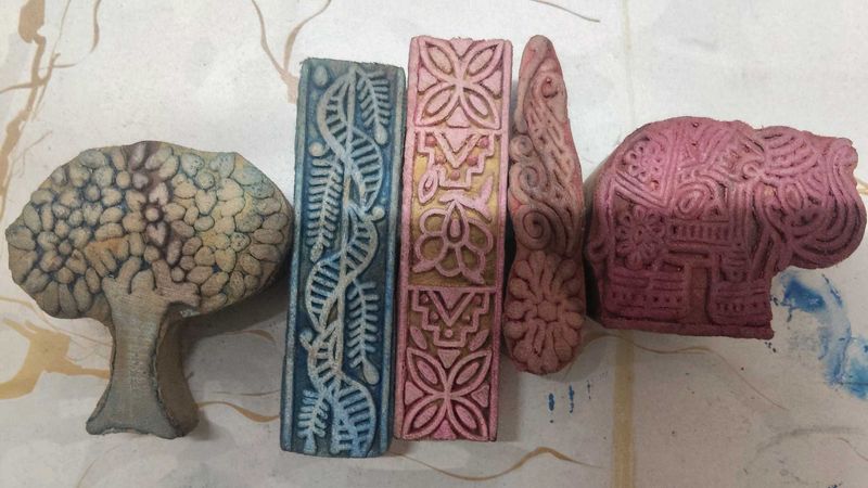 Carved Wooden Stamps for Crafts