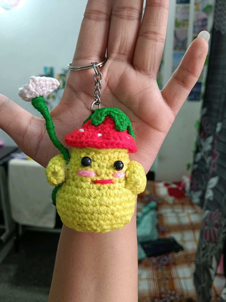 Cute Crochet Mushroom Keychain