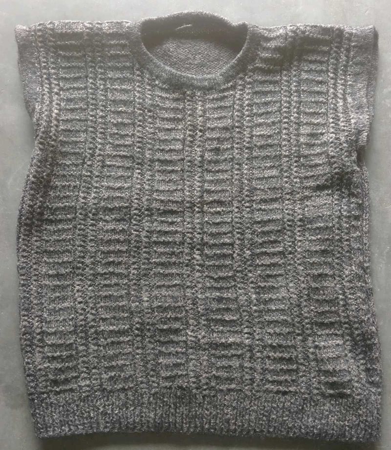 Stylish Grey Knit Sweater Vest