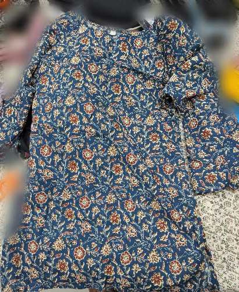 Blue Floral Print Kurta