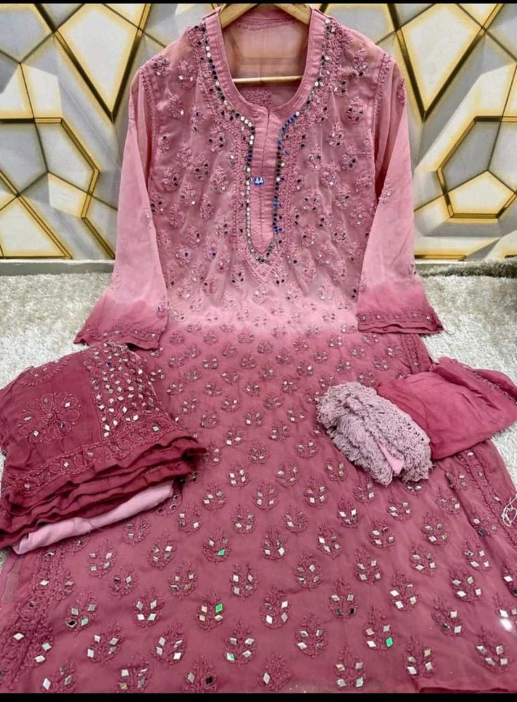 Chikankari Mirror Work Kura Set
