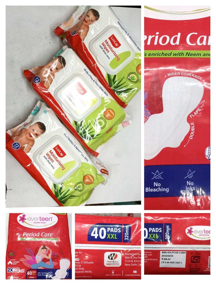 3 Baby Wipes &amp; Everteen Sanitary Pad XXL 40