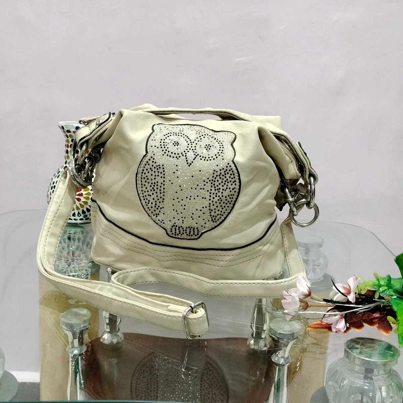 Cute Owl Embellished Shoulder Bag