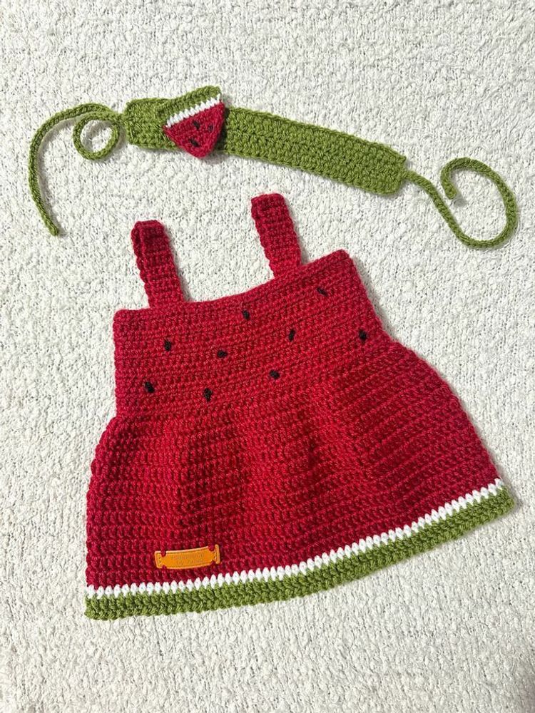 crochet Watermelon Baby Dress