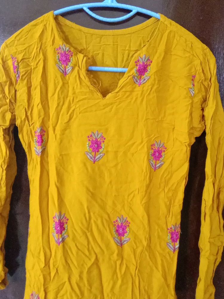 Kurti Mustard Yellow Colour