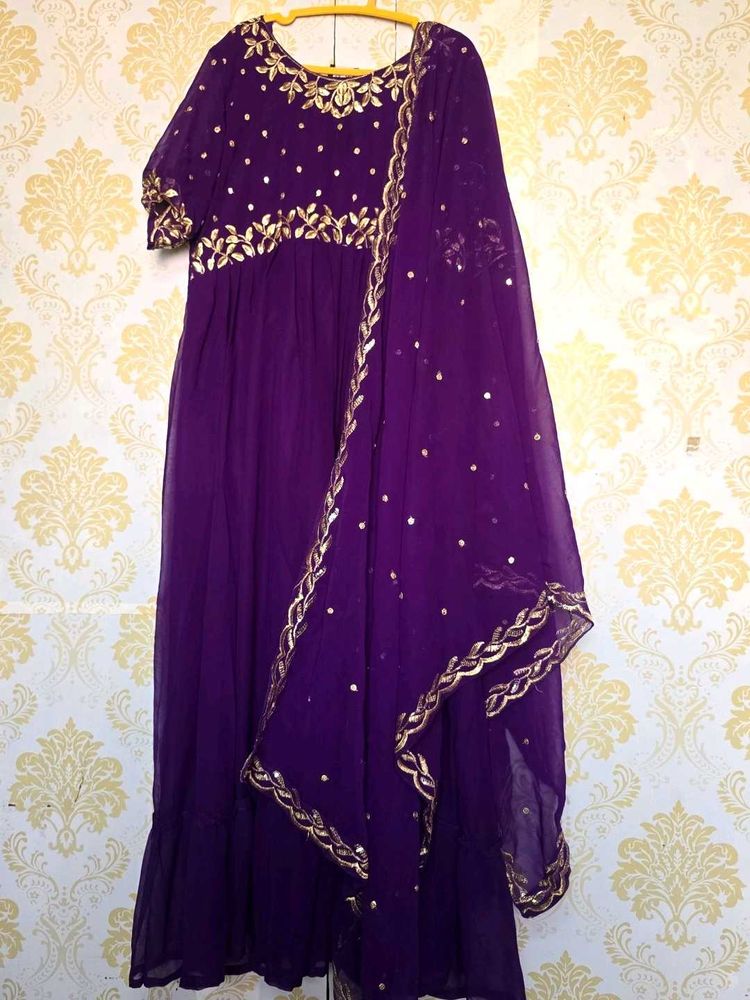 Stunning Purple Ethnic Gown with Dupatta