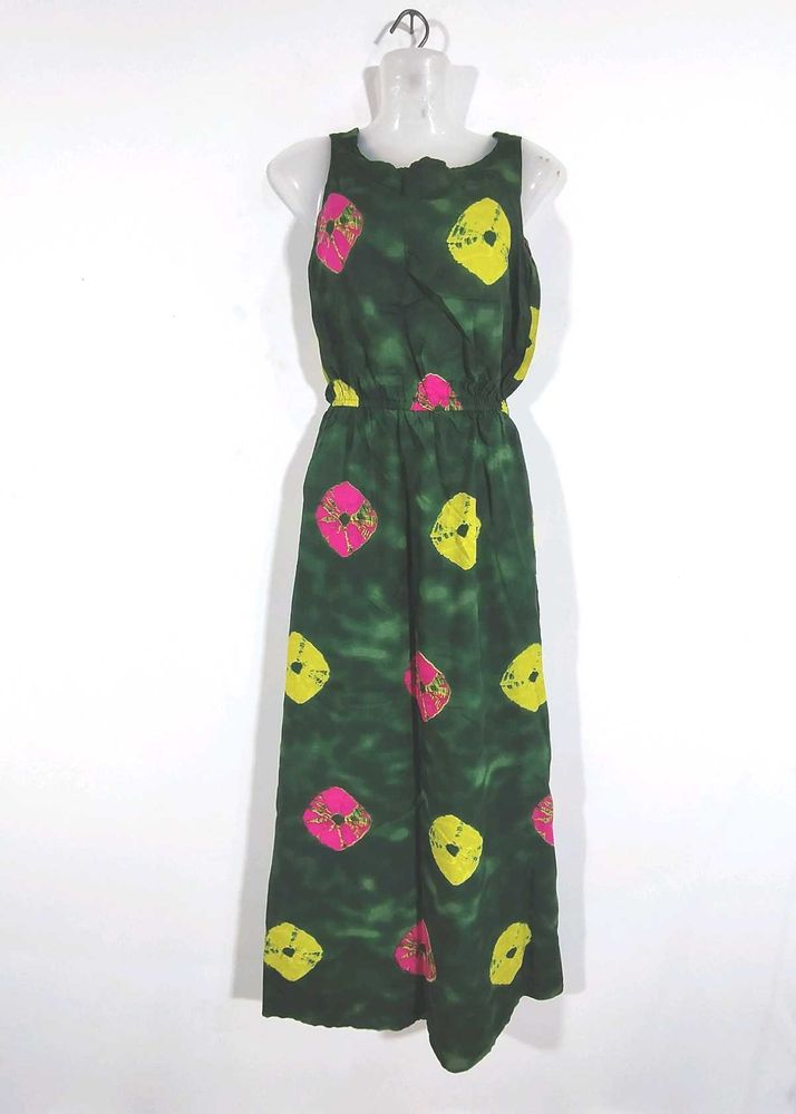 Green Tie And Dye Print Dress (Women's)