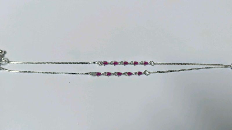 Elegant Anklets with Ruby Accents pure silver