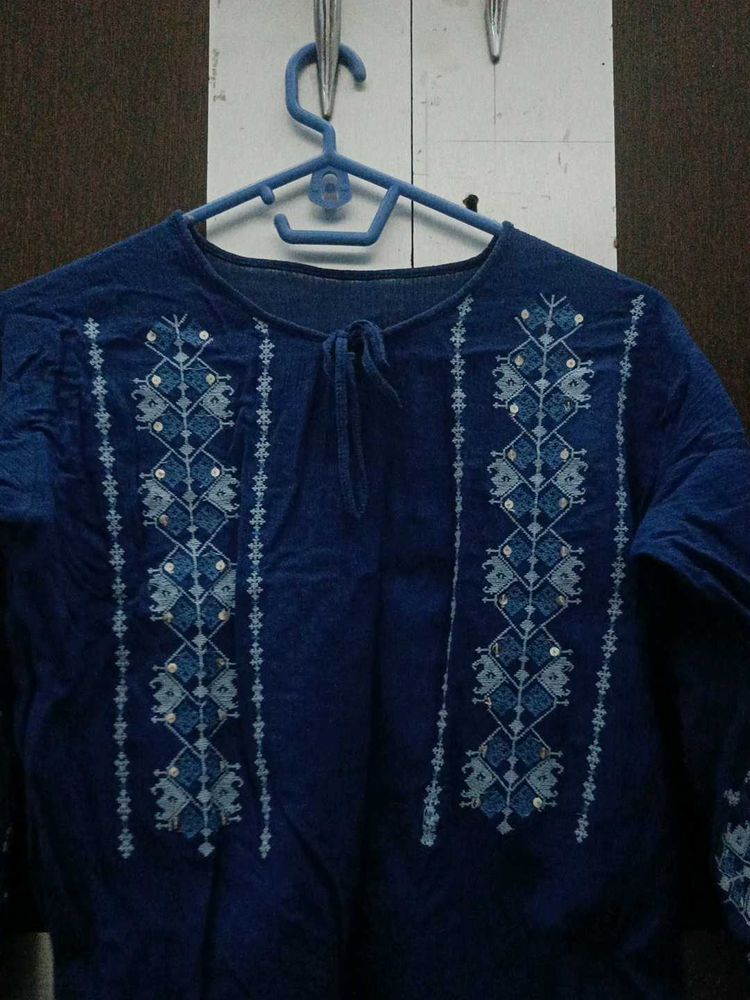 Embroidered Blue Kurta