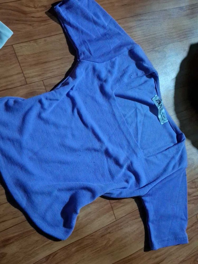 Purple Ribbed Long Sleeve Top