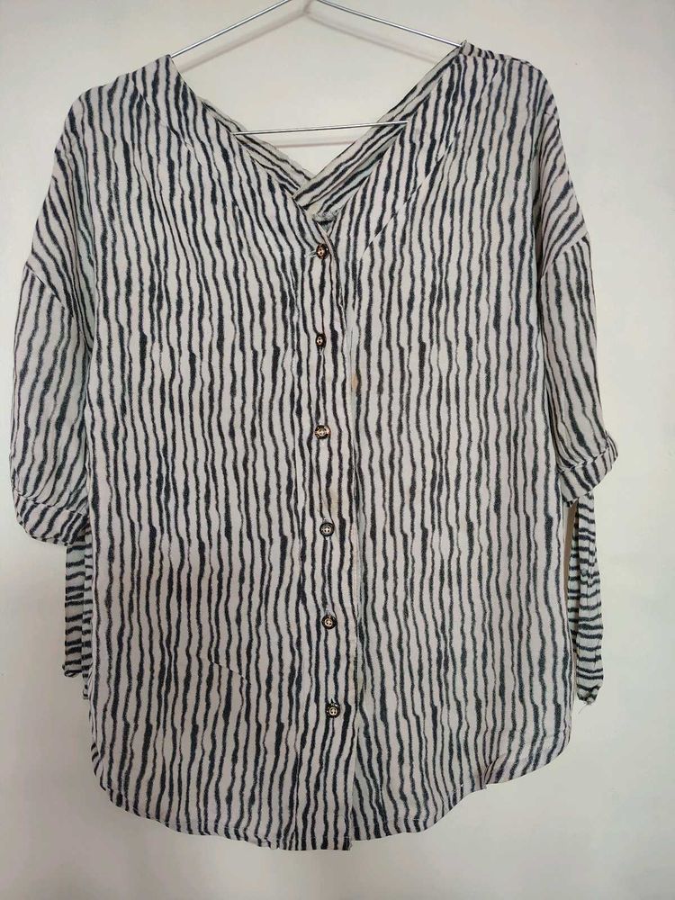 Striped Button-Up Top