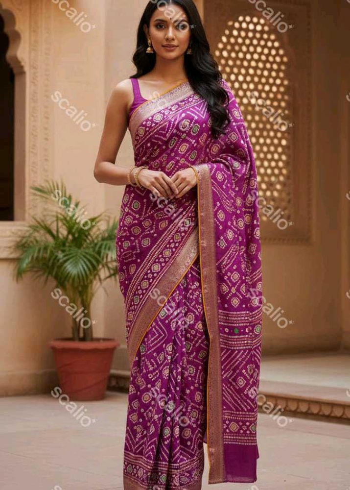 Elegant Purple Bandhani Saree