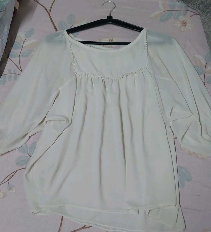 Elegant Off-White Flowy Top