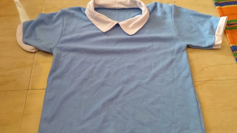 Cute Blue Collared T-Shirt