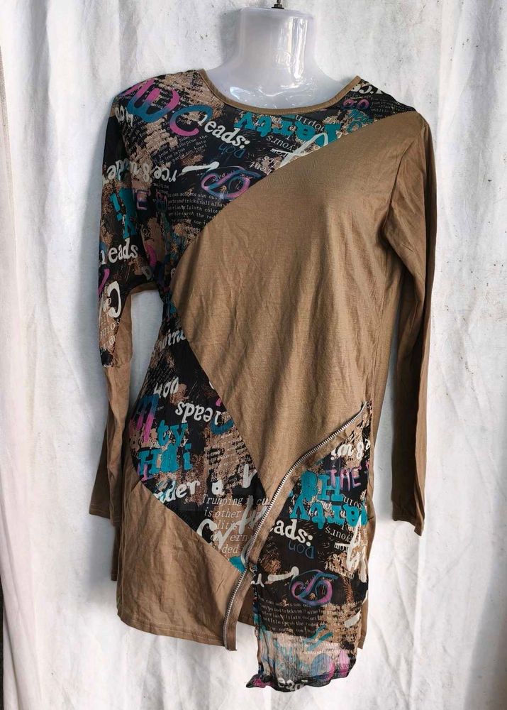 Unique Graphic Print Tunic Top