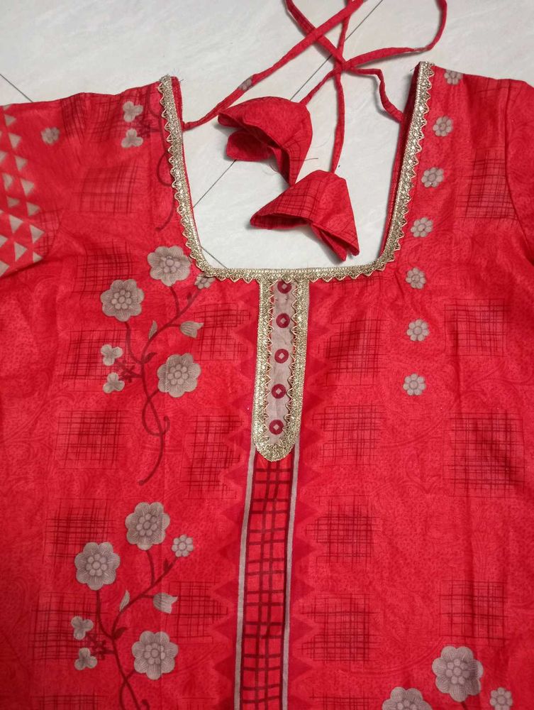 Red Floral Print Kurti