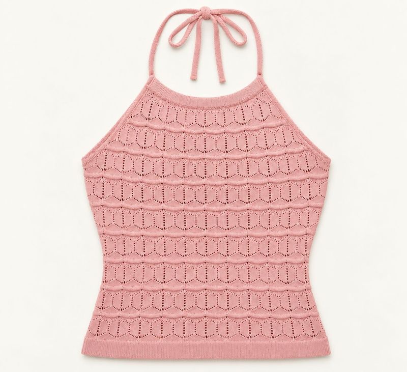 Pink Cropped Halter Top