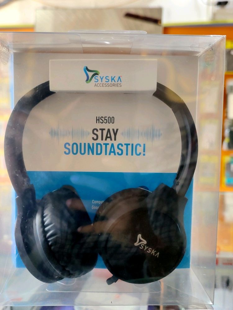 Syska HS500 Headband with mic Jet black 1 year warranty