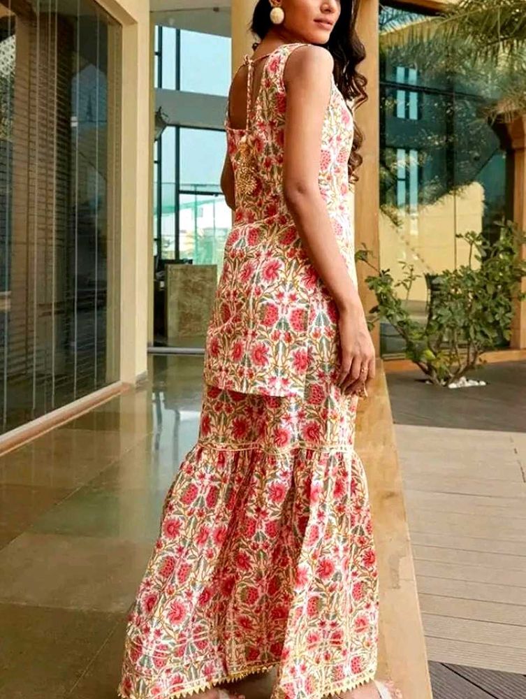 Pari A1 Women's Rayon Hand Block Printed Sleevless