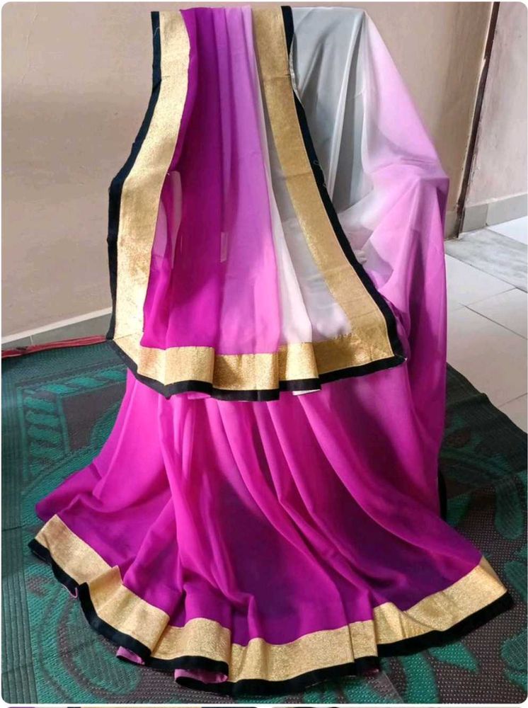 Golden Border Saree With Blouse Piece