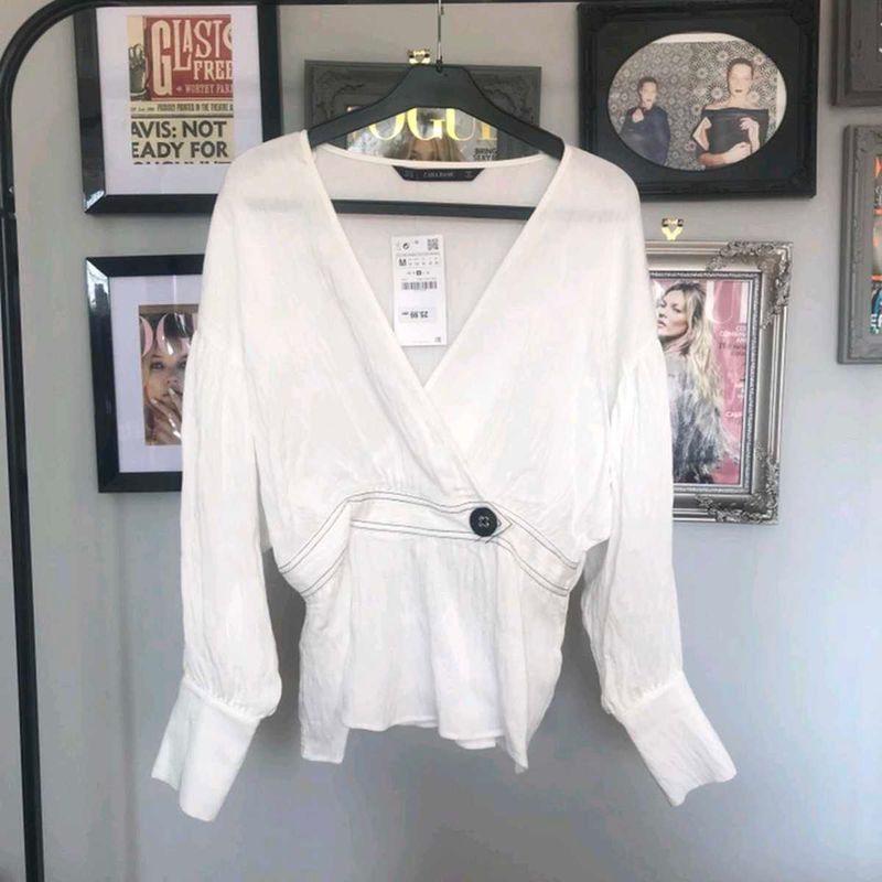 Sales 😎Zara Chic White Wrap Top