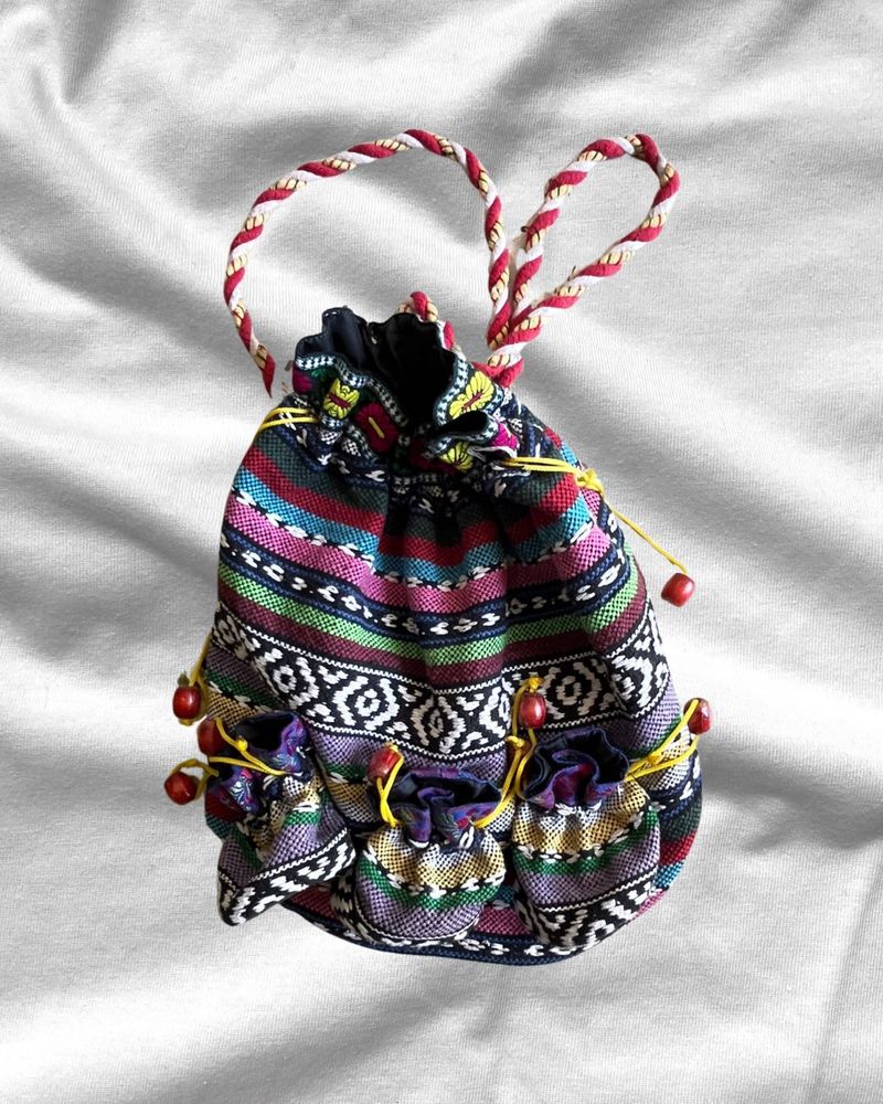 Boho Tribal Print Drawstring Pouch