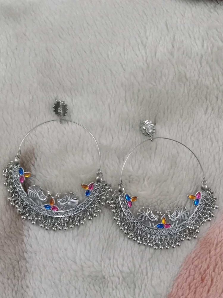 Beautiful Peacock 🦚 Hoop Earrings
