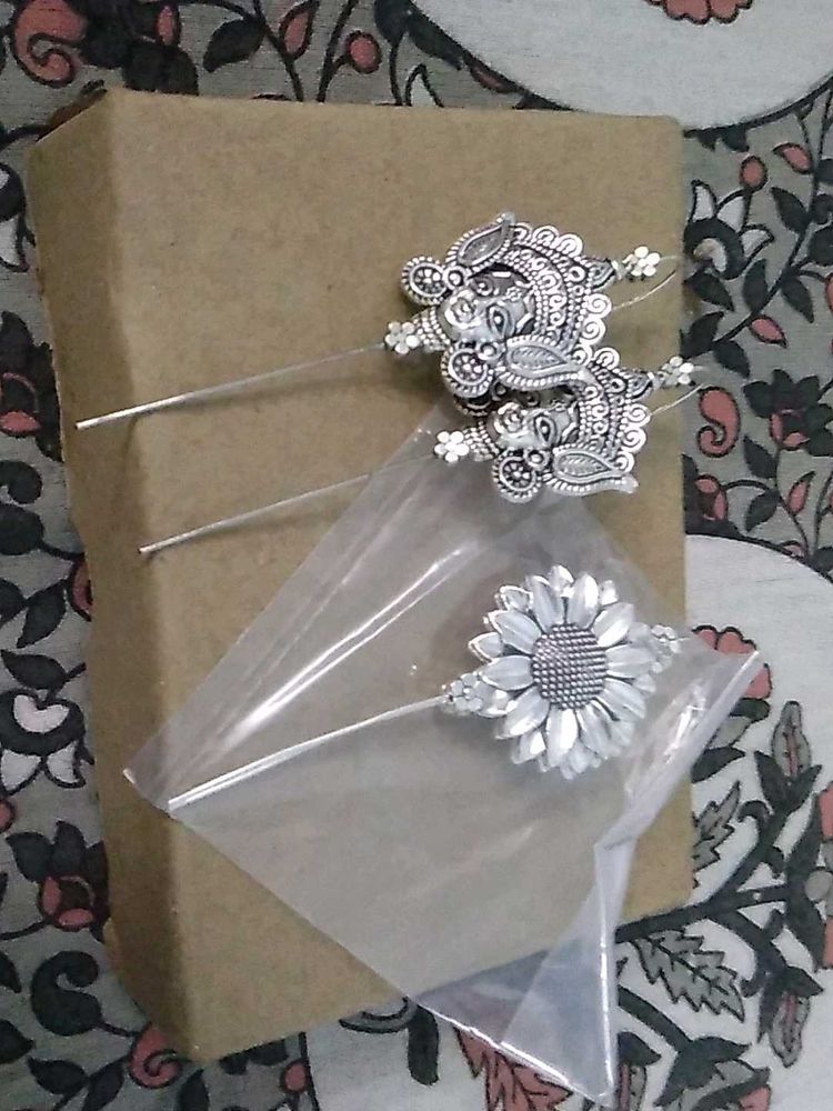 2  pairs of Oxidized Silver Ethnic  earings (bugdi